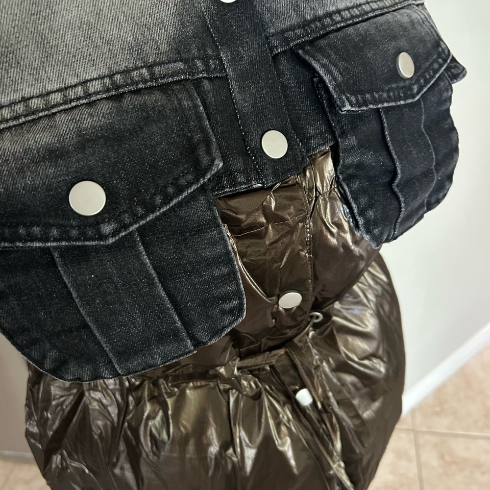 36 Point 5 Denim and Brown Puffer Vest New - Picture 4 of 8